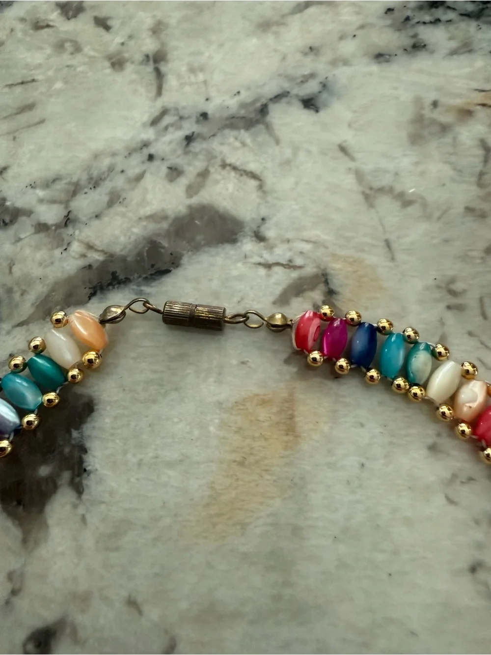 Vintage Multicolor Beaded Gold Tone Accent Necklace 16” - Picture 5 of 7